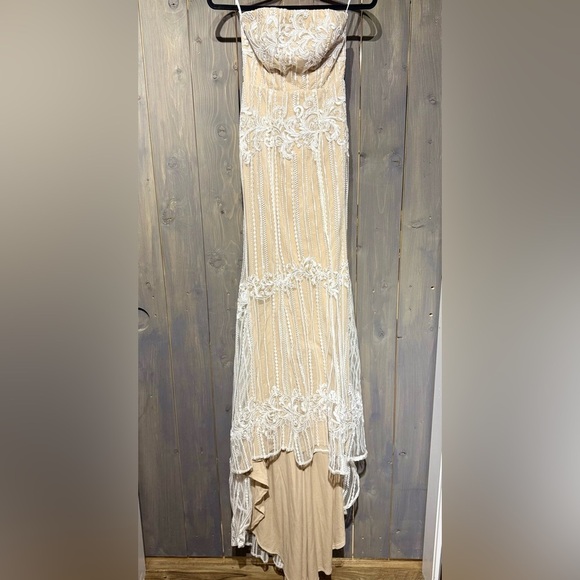 Lulus Ever Thine white lace Strapless Dress - Picture 4 of 14